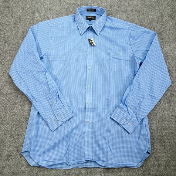 Nemesis Other - Nemesis Dress Shirt Mens 17 35-36 Blue White Windowpane Check Long Sleeve